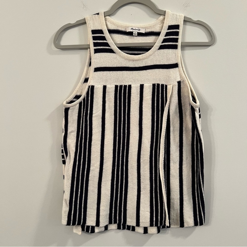 Women’s Madewell knit blue striped tank size small S